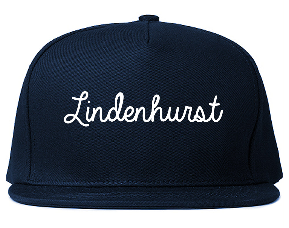 Lindenhurst New York NY Script Mens Snapback Hat Navy Blue