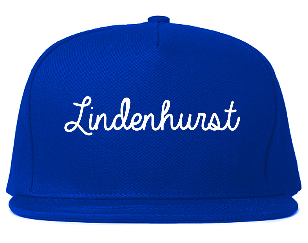 Lindenhurst New York NY Script Mens Snapback Hat Royal Blue