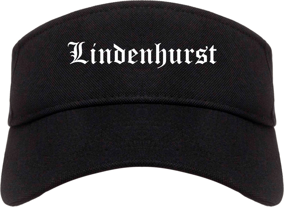 Lindenhurst New York NY Old English Mens Visor Cap Hat Black
