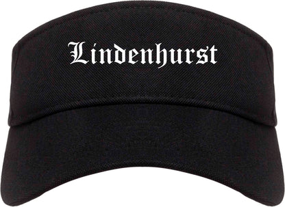 Lindenhurst New York NY Old English Mens Visor Cap Hat Black