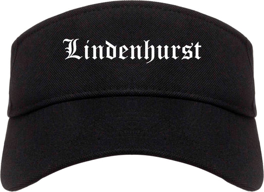 Lindenhurst New York NY Old English Mens Visor Cap Hat Black
