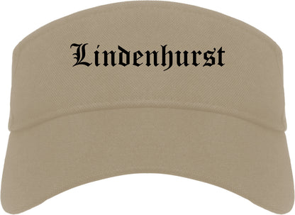Lindenhurst New York NY Old English Mens Visor Cap Hat Khaki