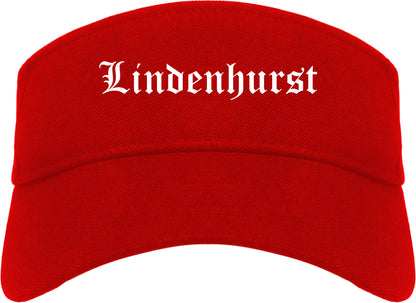 Lindenhurst New York NY Old English Mens Visor Cap Hat Red