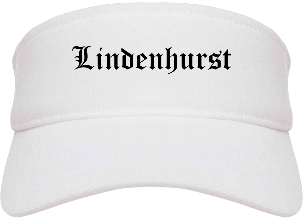 Lindenhurst New York NY Old English Mens Visor Cap Hat White