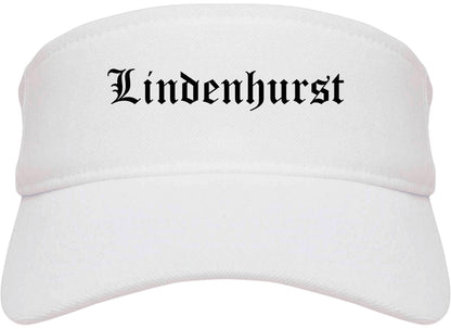 Lindenhurst New York NY Old English Mens Visor Cap Hat White