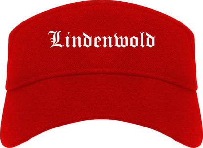 Lindenwold New Jersey NJ Old English Mens Visor Cap Hat Red
