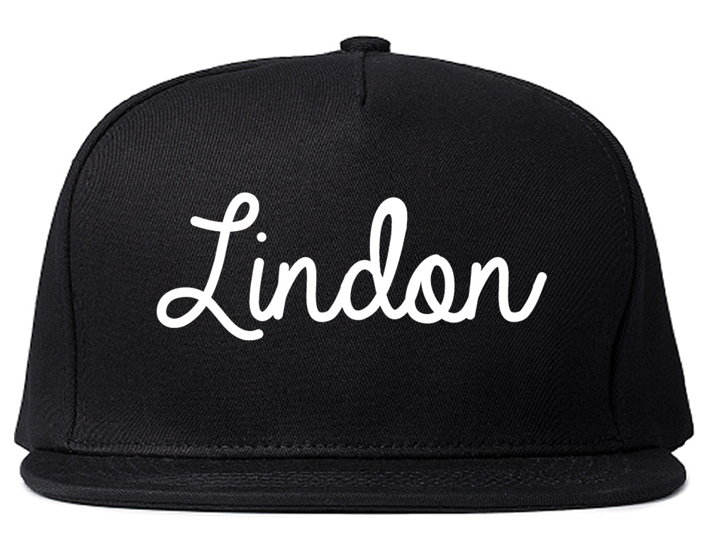 Lindon Utah UT Script Mens Snapback Hat Black