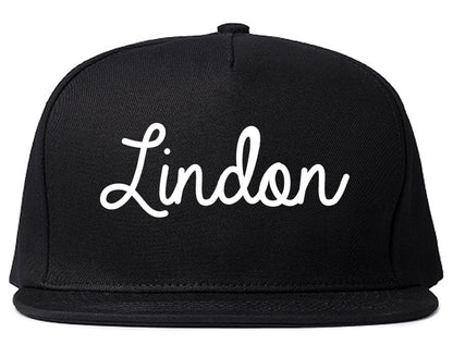 Lindon Utah UT Script Mens Snapback Hat Black