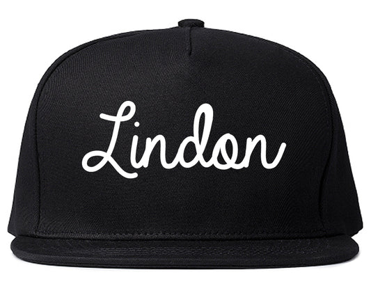 Lindon Utah UT Script Mens Snapback Hat Black