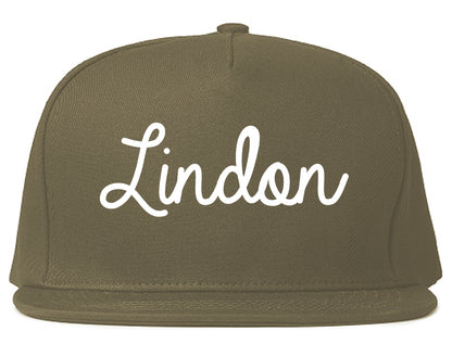Lindon Utah UT Script Mens Snapback Hat Grey