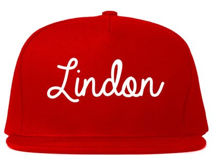 Lindon Utah UT Script Mens Snapback Hat Red