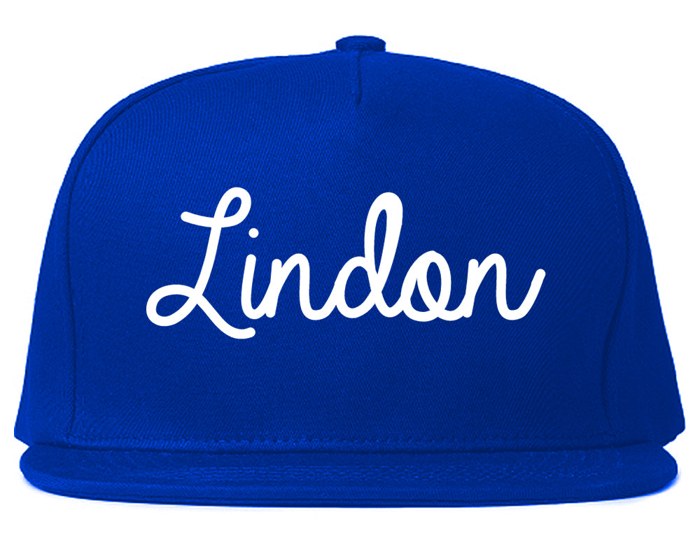 Lindon Utah UT Script Mens Snapback Hat Royal Blue