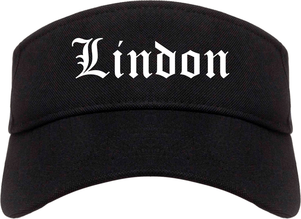 Lindon Utah UT Old English Mens Visor Cap Hat Black