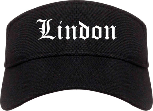 Lindon Utah UT Old English Mens Visor Cap Hat Black