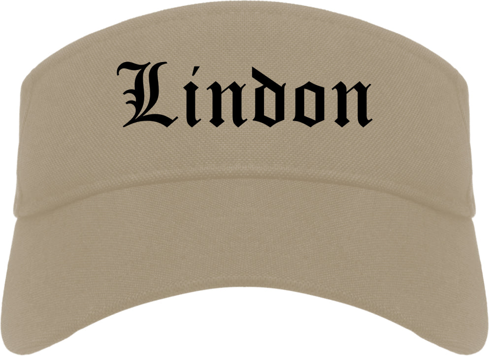 Lindon Utah UT Old English Mens Visor Cap Hat Khaki