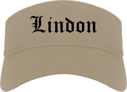 Lindon Utah UT Old English Mens Visor Cap Hat Khaki