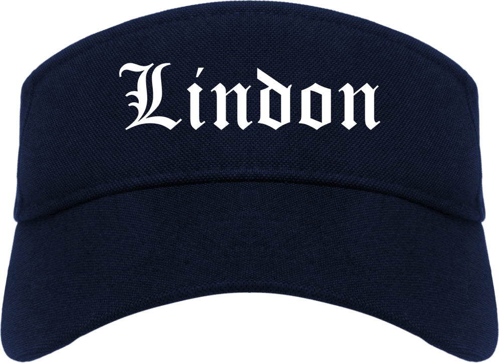 Lindon Utah UT Old English Mens Visor Cap Hat Navy Blue