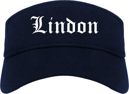 Lindon Utah UT Old English Mens Visor Cap Hat Navy Blue