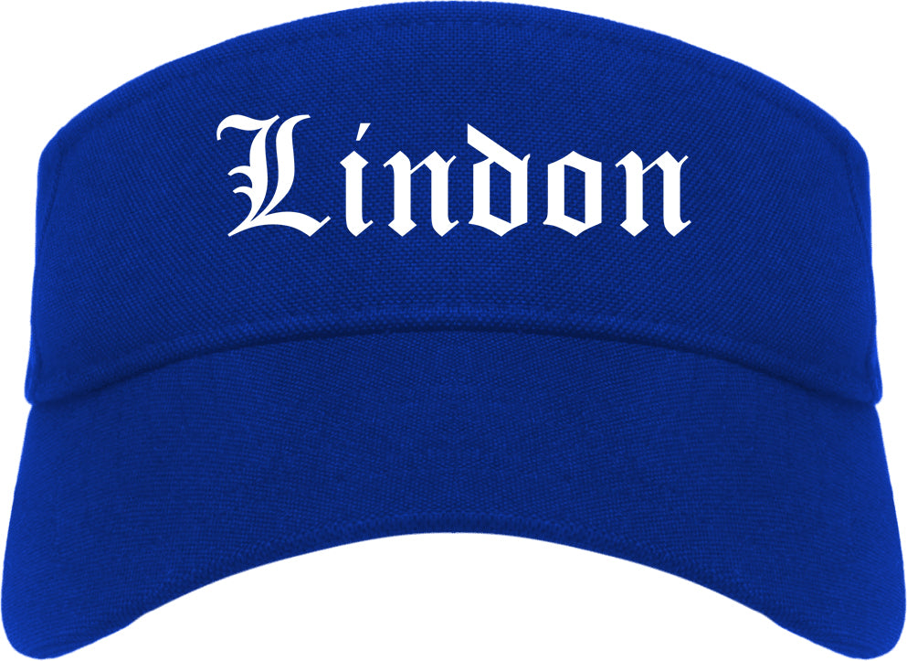 Lindon Utah UT Old English Mens Visor Cap Hat Royal Blue