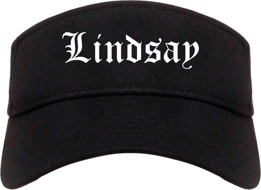 Lindsay California CA Old English Mens Visor Cap Hat Black