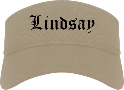 Lindsay California CA Old English Mens Visor Cap Hat Khaki