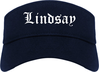 Lindsay California CA Old English Mens Visor Cap Hat Navy Blue
