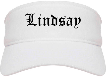 Lindsay California CA Old English Mens Visor Cap Hat White