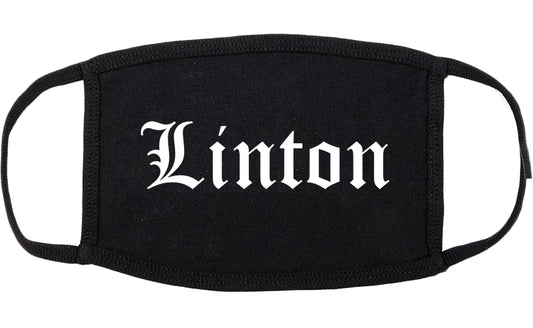 Linton Indiana IN Old English Cotton Face Mask Black