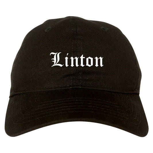 Linton Indiana IN Old English Mens Dad Hat Baseball Cap Black