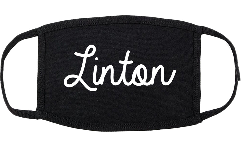 Linton Indiana IN Script Cotton Face Mask Black
