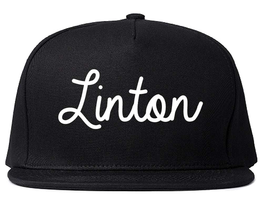 Linton Indiana IN Script Mens Snapback Hat Black