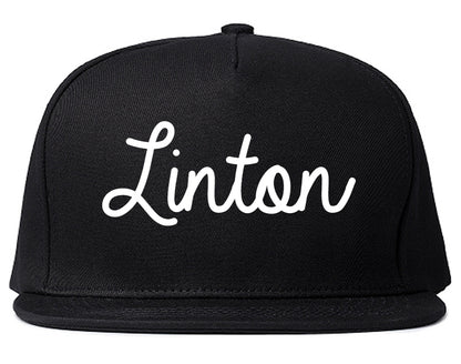 Linton Indiana IN Script Mens Snapback Hat Black