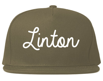 Linton Indiana IN Script Mens Snapback Hat Grey