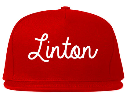 Linton Indiana IN Script Mens Snapback Hat Red