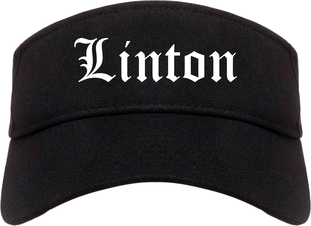 Linton Indiana IN Old English Mens Visor Cap Hat Black