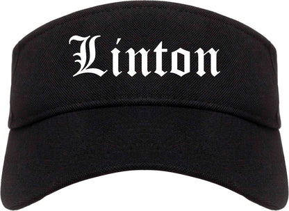 Linton Indiana IN Old English Mens Visor Cap Hat Black