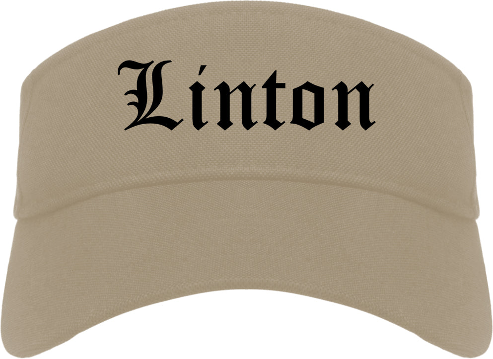 Linton Indiana IN Old English Mens Visor Cap Hat Khaki