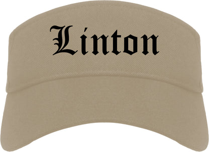 Linton Indiana IN Old English Mens Visor Cap Hat Khaki