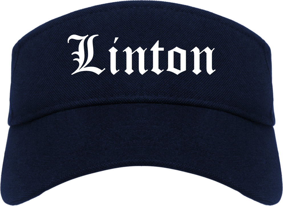 Linton Indiana IN Old English Mens Visor Cap Hat Navy Blue
