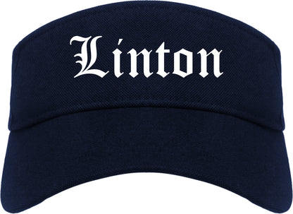 Linton Indiana IN Old English Mens Visor Cap Hat Navy Blue
