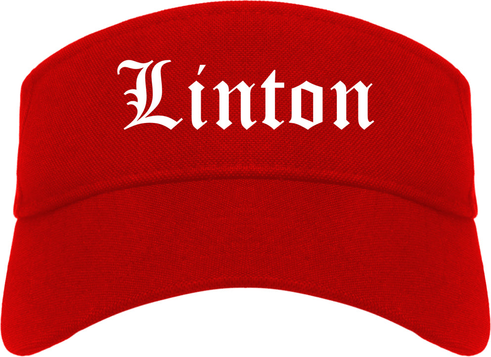 Linton Indiana IN Old English Mens Visor Cap Hat Red