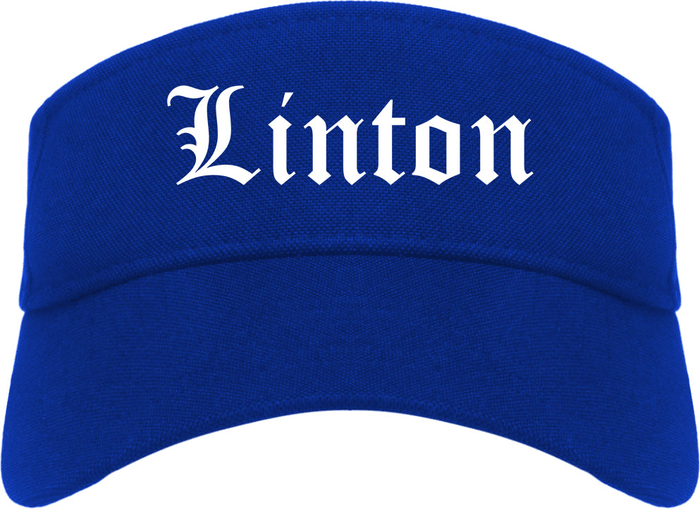 Linton Indiana IN Old English Mens Visor Cap Hat Royal Blue