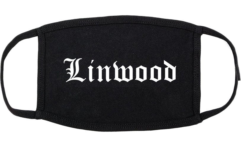 Linwood New Jersey NJ Old English Cotton Face Mask Black