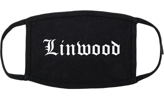 Linwood New Jersey NJ Old English Cotton Face Mask Black