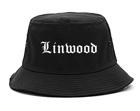 Linwood New Jersey NJ Old English Mens Bucket Hat Black