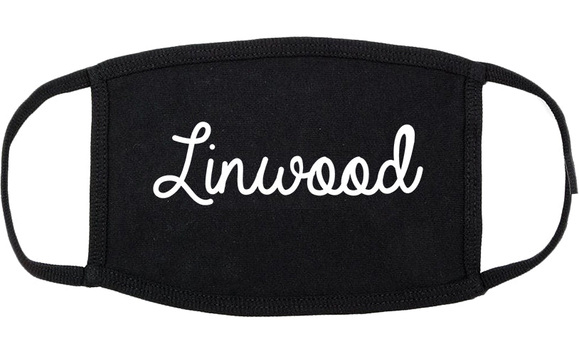 Linwood New Jersey NJ Script Cotton Face Mask Black
