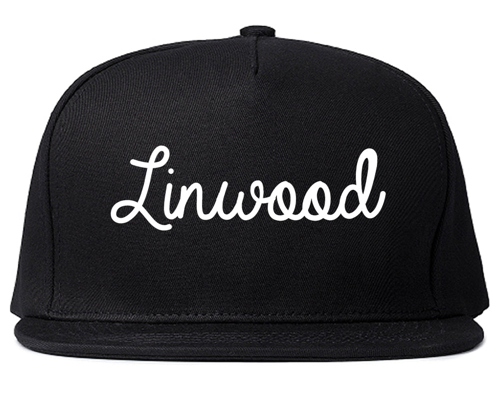Linwood New Jersey NJ Script Mens Snapback Hat Black