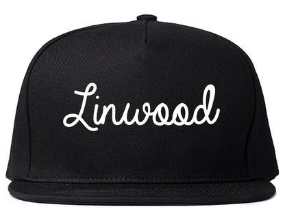 Linwood New Jersey NJ Script Mens Snapback Hat Black