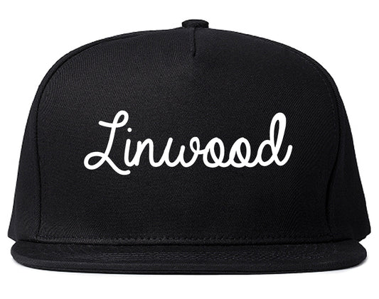 Linwood New Jersey NJ Script Mens Snapback Hat Black