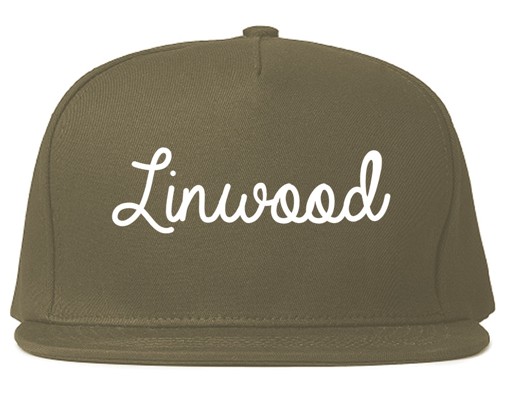 Linwood New Jersey NJ Script Mens Snapback Hat Grey
